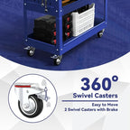 3 Tier Rolling Tool Cart with Drawer, 450 LBS Heavy Duty Utility Cart on Wheels, Service Cart for Garage, Workshop and Warehouse (Blue)