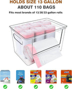 Trash Bag Dispenser 2 Pack, Acrylic Garbage Bags Dispenser with Bamboo Top, Extra Large Trash Bag Holder Dispensers Under Sink for Kitchen, Cabinet, Laundry Room, Pantry Organizer and Storage