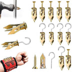 221Pcs Self Drilling Drywall Anchors Kit with Screws, Ceiling Hooks & Magnetic Wristband -No Drill Needed, Reusable Anchors for TV, Shelves, Cabinets - Zinc Plated Steel & Stainless Drywall Repair Kit