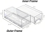 2 Pack Stackable Pull-Out Storage Drawers，Plastic Clear Organizer Bins with Handles，Easily Clean for Craft, and Toy Organization，Kitchen Undersink，Cabinet，Fridge，Closet，Pantry，Office，Bathroom