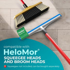 HeloMorSqueegee Broom Scrubbing Brush with Telescopic Long Handle for Garage, Patio, Deck, Tile and Shower (59 Inch (Metal Broom Handle))