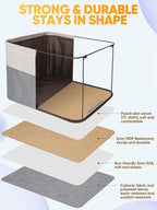 BALEINE 2 Pack Fabric Storage Bins for Shelves, Linen Storage Baskets for Organizing, Decorative Closet Bins for Clothes, Home (Grey, 15"x11"x9.5")