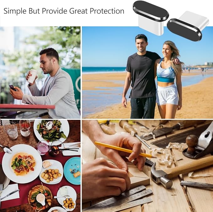 USB C Dust Plug, 4 Pack Type C Anti Dust Plug Cover Charging Port Protector Cap with Cleaning Brush for iPhone 15 Series, Samsung Galaxy S22/S21/S20, Note 20/10, All USB C Devices