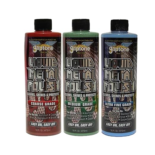 Gliptone Metal Polish Kit, Includes Ultra Fine Grade, Medium Grade and Coarse Grade, Rimguard 2oz, Metal Wash Plus 2oz, Softouch Drying/Polishing Towels, Cleans, Shines & Protects