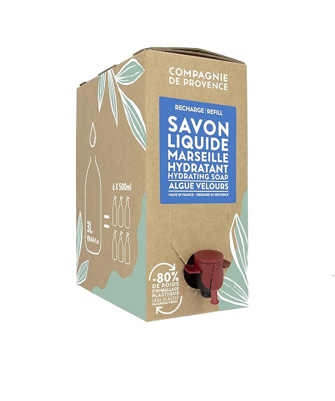Compagnie de Provence Savon de Marseille Nourishing Liquid Soap, Velvet Seaweed, 101.4 Fl Oz Eco Refill