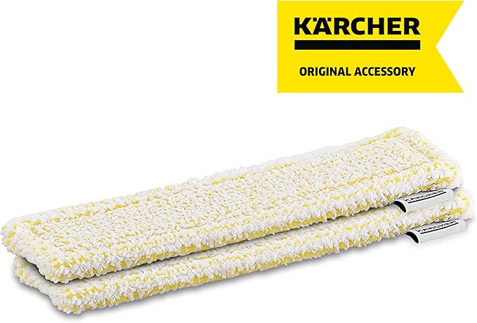 Kärcher WV Window Pads for Indoor Use - Microfiber Window Cloths - Compatible with WV 1 and WV 6 Electric Window Vacuum Squeegees - 2 Pack
