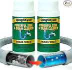 2 Pack Fast Acting Drain Clog Remover | Heavy Duty Drain Cleaner Powder | for Slow Running and Clogged Drains | for Bathroom Shower Sink Bathtub and Kitchen Sink | Suitable for Daily Maintenance