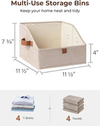 StorageWorks Closet Storage Bins, Trapezoid Organizer Box for Shelves, Fabric Clothes Bin, Foldable Organizing Baskets with Handles, Small, Brown and Beige, 3-Pack