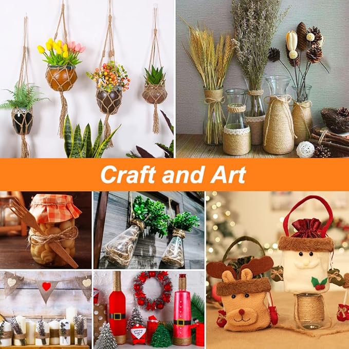 Shintop 3mm Twine, 328 Feet Garden Twine Heavy Duty 3Ply Natural Jute String for Arts, Crafts, Gift Wrapping and Climbing Plants (Brown)