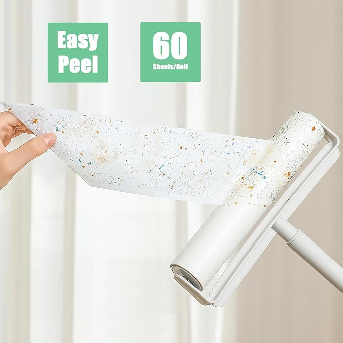 9.5 inch Lint Roller Refills Only, Fit for 9.4/9.45/9.5 inch Large Lint Rollers for Floor Carpet Couch, Extra Sticky Pet Hair Lint Roller Refill 5 Pack, Total 300 Sheets (9.5'' Wide)