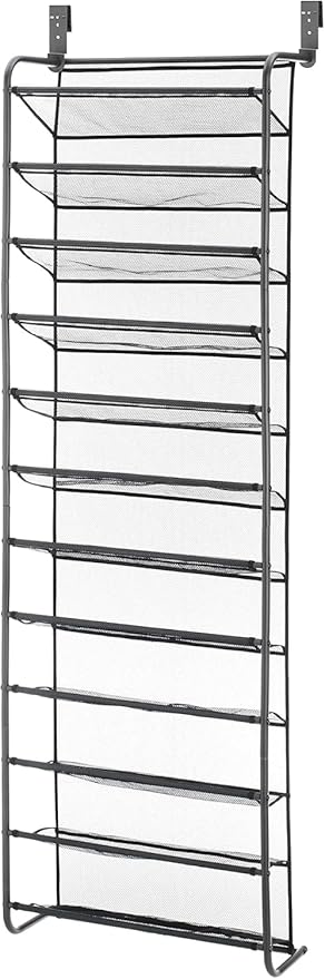 Whitmor Over The Door Shoe Organizer, Holds up to 36 Pairs of Shoes, Shoe Organizer for Closet, Metal & Mesh, Black
