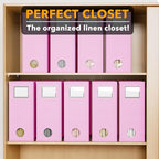 SpaceAid 9 Pack Bed Sheet Organizers and Storage, Foldable Sheet Organizer with Window for Linen Closet, Set Folder Keeper for Queen & King Size Bedding Storage (Pink)