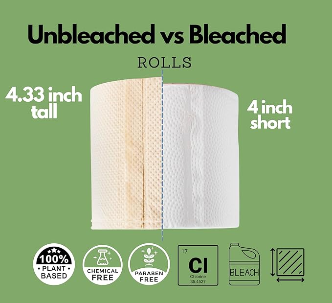48 Bulk Premium Unbleached Bamboo Toilet Paper, 3-Ply, 300 Sheets, Plant-Based, PFAS-Free, FSC Certified, Chlorine-Free, Plastic-Free, BPA-Free Toilet Tissue (48)