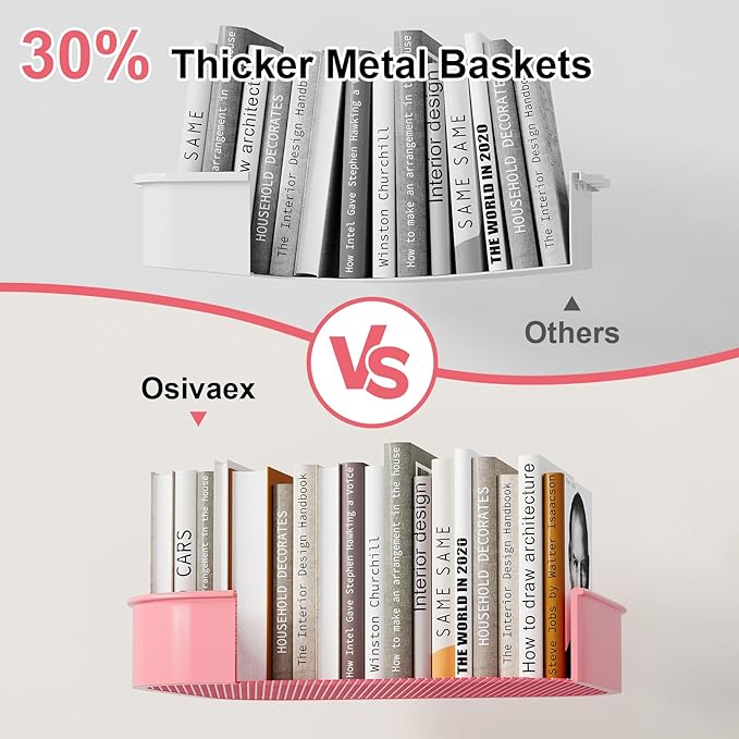 3 Tier Rolling Storage Cart Metal with Lockable Wheels & Reinforced Handle, Three Tiered Art Cart Organizer on Wheels, Pink Utility Carts for Kitchen, Bathroom, Garage, Baby Diaper, Craft, Teacher