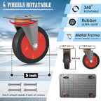 2 Shelf Utility Service Cart- 660lbs Capacity Heavy-Duty Plastic Rolling Utility Carts with 4 of 360° Swivel Wheels and Handle, Large Service Cart for Groceries,Warehouse,Garage 34.6''x 22.8''