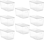 Vtopmart 8 Pack Clear Stackable Storage Bins with Lids,XLarge Plastic Containers with Handle for Pantry Organizer and Storage,Perfect for Kitchen,Fridge,Cabinet, Closet,Bathroom Organization