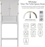 UTEX Over The Toilet Storage Cabinet, Over Toilet Bathroom Organizer with Adjustable Shelves and Double Doors, White