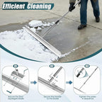 Heavy-Duty 33.4" Floor Squeegee for Concrete, Industrial Silicone Blade Squeegee for Floor with 63" Stainless Handle, Anti-Splash Curved Baffle Design for Garage, Factory, Warehouse