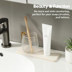 2PCS Bathroom Sink Vanity Trays, Water Absorbing Diatomite Stone Drying Soap Dish Dispenser for Kitchen Counter, Sponge Holder Mat Rack Faucet Splash Guard Caddy Organizer, Beige, 9"x3.5"