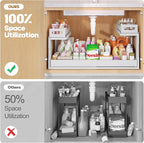 1 Pack-19"-32"W Expandable Under Sink Organizer With Upgrade Ball-Bearing Slide,2-Tier Pull Out Under Cabinet Organizer Height Adjustable,Not Suitable For Cabinets With Partitions In The Middle