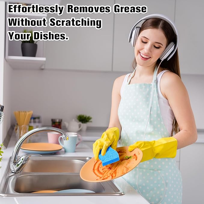 LemonRoad 48 Pcs Kitchen Scrubs Sponges Compressed Cellulose Wash Dishes Sponges for Kitchen Bathroom Cleaning Non-Scratch Natural Colorful Sponge for Washing Dishes Sink Cars Cut-Outs DIY