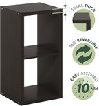 Furinno Cubicle Open Back Decorative Cube Storage Organizer, 2-Cube, Black Dark Oak