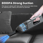 NEXPOW Handheld Car Vacuum Cleaner High Power with Dual Filter,8000PA Compact Handheld Vacuum Cleaner,Hand held Vacuum Cordless Rechargeable for Car Interior Care in Gray Aluminum Alloy