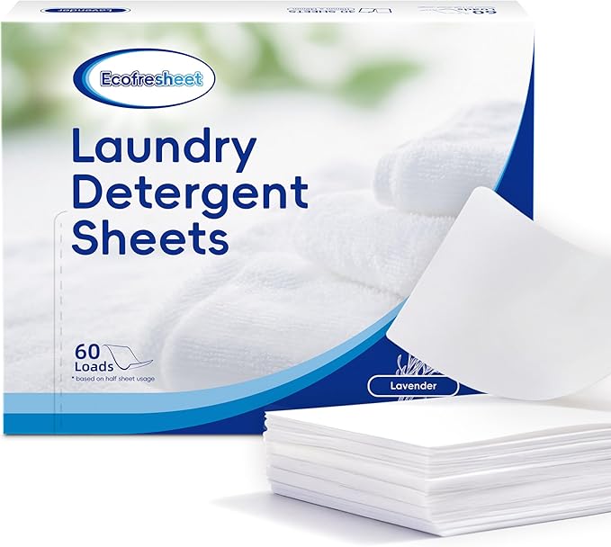 Laundry Detergent Sheets - 60 Loads - Quick Dissolve, No Residue - Lightweight, Eco-Friendly & Travel Size Laundry Sheets - Lavender