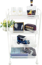 JANE EYRE Rolling Utility Storage Rack Cart on Wheels, Trolley Carft cart, Multi-Purpose Organizer Shelf (White, 4 Tier)…
