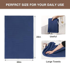 Homaxy 100% Cotton Oversized Waffle Weave Kitchen Dish Towels, Ultra Soft Absorbent Quick Drying Cleaning Towel, 20 x 28 Inches, 4-Pack, Navy Blue