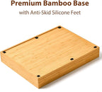 Umilife Bamboo Kitchen Utensils Organizer, 13 Inch Drawer Dividers for Silverware, Extra Deep Holder, with Non-Slip Feet, Wood Caddy for Flatware Cutlery