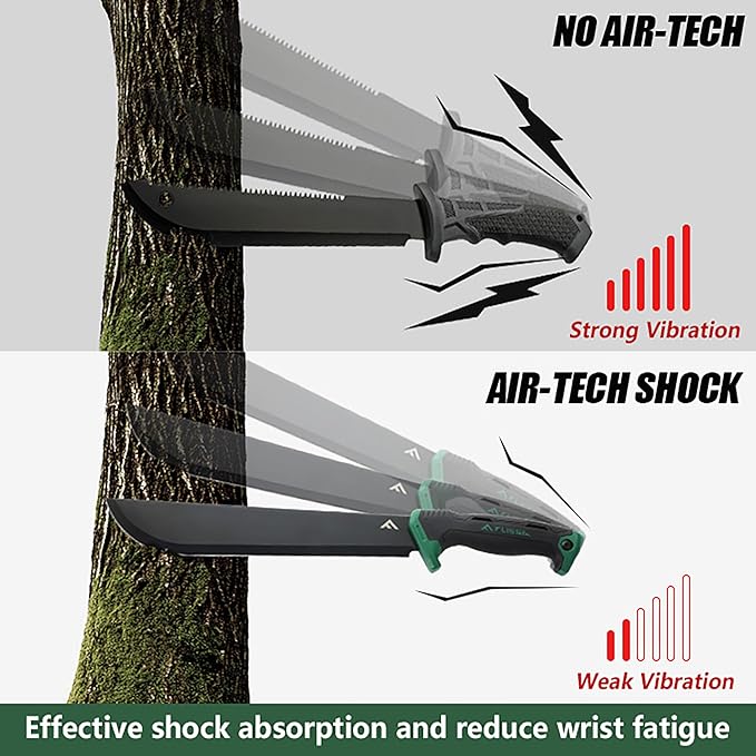 FLISSA 11'' Machete for Yard Work, Ergonomic Air Tech Handle and Lightweight Sheath, Stainless Steel Machete Knife for Gardening, Bushcraft, Hunting