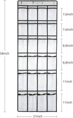 SAVERHO Hanging Shoe Organizer, Over The Door Shoe Organizer with 24 Mesh Large Pockets Door Shoe Rack for Men Women Kids Hanging Door Shoe Holder Size:58x21 Inch (White-2pack)