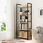NUMENN Bookshelf, 5 Tier Bookshelves, Home Office Bookcase Shelf Storage Organizer, Free Standing Storage Shelving Unit for Bedroom, Living Room and Home Office, Natural