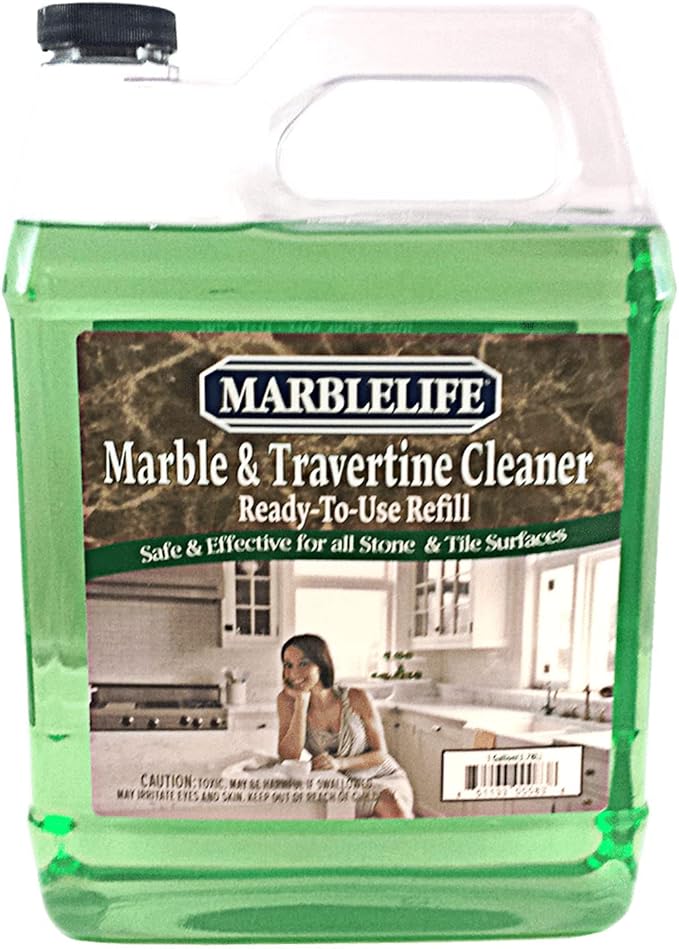 InterCare Marble and Travertine Cleaner, Natural Stone & Terrazzo Liquid Cleaner, Shower & Tile Surface Care, Floor, Walls & Countertop Cleaner and Degreaser, Refill Gallon