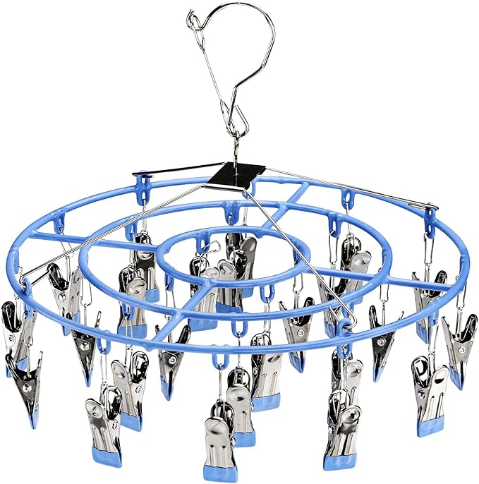 Drying Rack Clothing With 24 Clips， Clothes Hanger Sock Underwear Laundry Hangers Hanging Herb Dryer Ropa Socks Stainless Steel Bras Wet Racks Secar Flower Baby Lingerie Portatil Secador Colgar