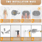 Niunuerga 48 Pack Adhesive Hat Hooks for Wall, Super Strong Hat Rack for Baseball Caps, Minimalist Hat Organizer Display for Home Decor, Hat Hangers Holder for Wall, Door, Closet, No Drilling (Gray)
