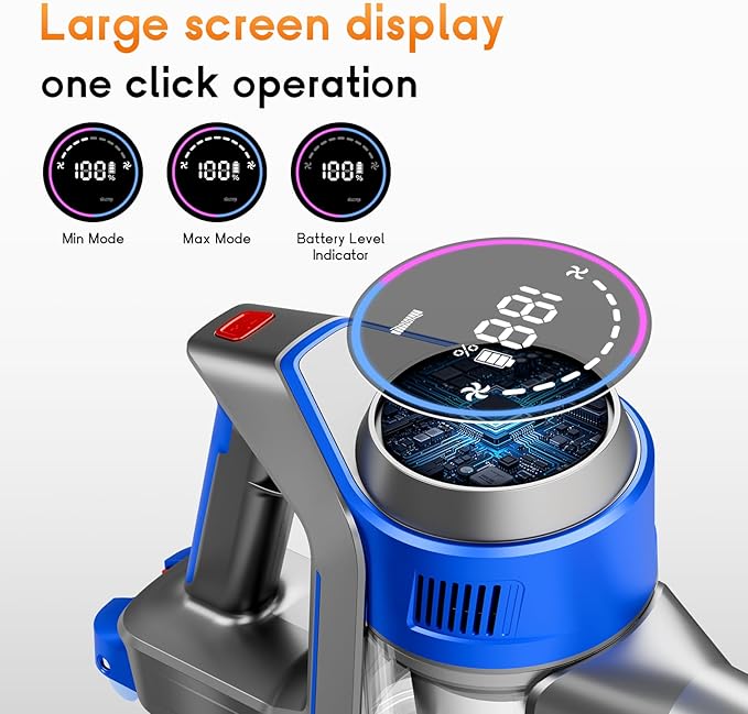 Cordless Vacuum Cleaner for Home - Powerful, 45Kpa Stick Vacuums Lightweight with Detachable Battery Display, Max 45Mins Runtime, 8 in 1 Handheld Vacuum for Hardfloor & Carpets Pet Hair, Y501