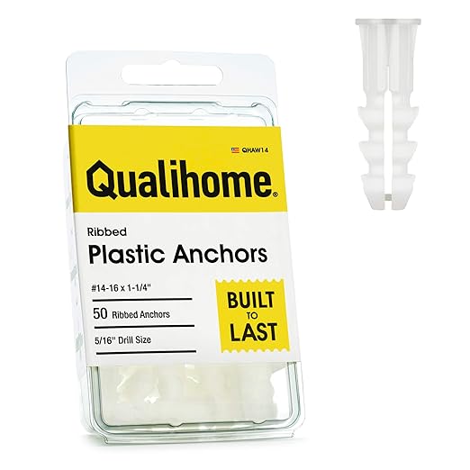 Premium Quality Ribbed Plastic Drywall Wall Anchors (#14-16 x 1-1/4")