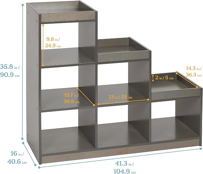 ECR4Kids 3-2-1 Cube Storage Cabinet, Display Shelf, Grey Wash