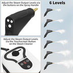 Portable Steam Cleaner, 2500W Pressurized Handheld Steam Cleaner with 1.2L Water Tank, 6 Levels Steam Output, 15s Fast Heating Steamer for Cleaning Home Furniture, Bathroom, Car Detailing (White)