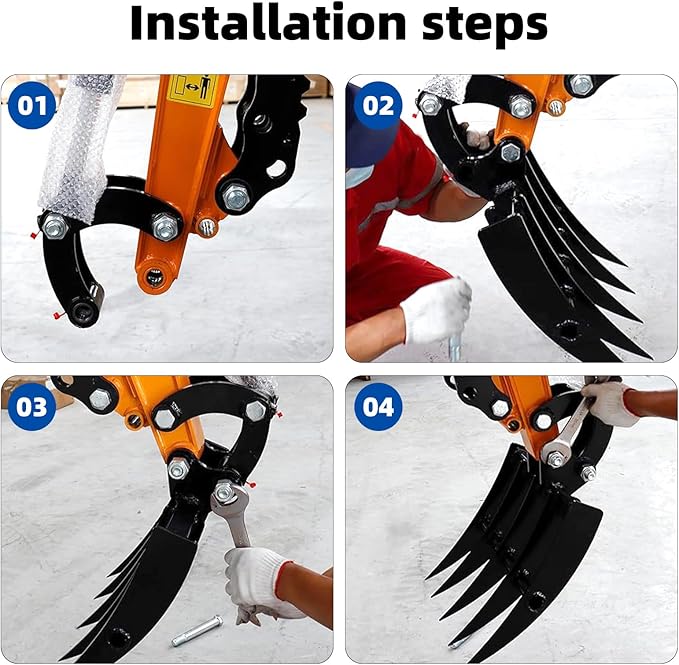 Mini Excavator Attachment Rake，Small Diggers Metal Backhoe Rake，3.54" Span, 0.98" Pin Hole，Includes 2 Link Pins，Fit for Mini Excavator