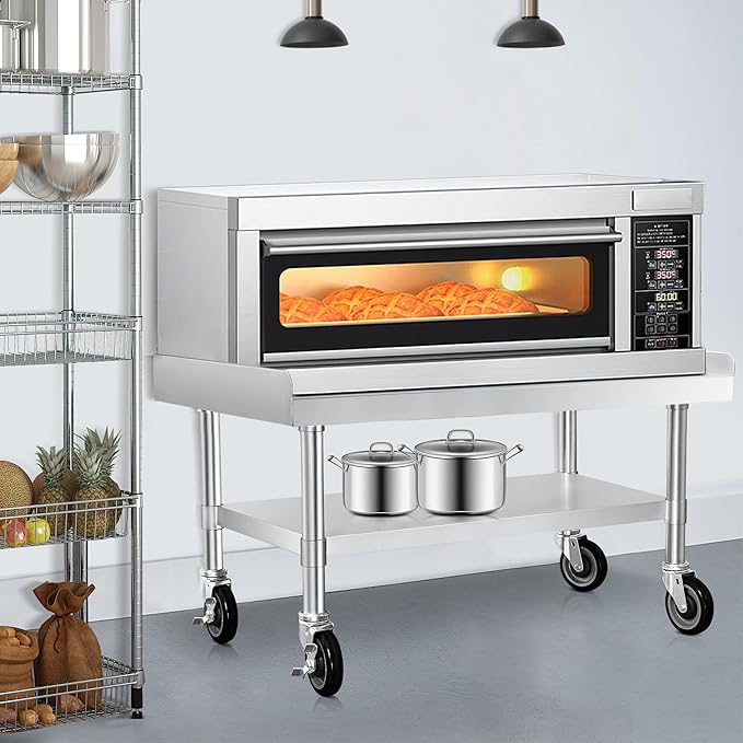 HARDURA Stainless Steel Equipment Stand Metal Prep Table with Casters 30"X 48" NSF 430 for Commercial Food Prep