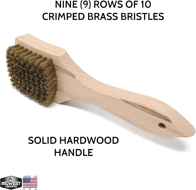 Brass Wire Utility Scrub Brush for Cleaning 9" Hardwood Handle (Made in USA)