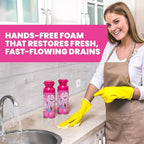 Foaming Drain Cleaner, Powerful Sink Drain Cleaner Foam That Clears Hair & Eliminates Odors, Fast Clog Removal, Safe Sink Cleaner and Deodorizer for Kitchen Sinks Bathroom Drains Tubs Showers (2Pcs)