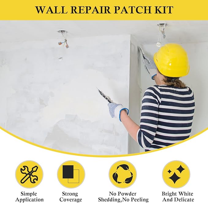 fowong Drywall Repair Kit, Spackle Wall Repair Putty & Paint White, Easy to Fix Wall Holes and Creak Damage with Putty (8oz) and Spackling Paste(7oz)