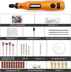 Cordless Rotary Tool, 3.7V Li-ion Mini Rotary Multi-Tool Kit with Variable Speed, 42pcs Accessories Kit Electric Rotary DIY Grinder for Polishing, Cleaning and Engraving Orange