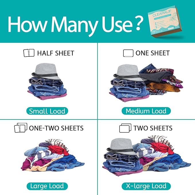 CLEARALIF Laundry Detergent Sheets, Fresh ocean, 160 Load, CLEARALIF Laundry Detergent Strips Eco Friendly & Hypoallergenic