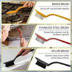 12Pcs Crevice Cleaning Brush Set, Hard Bristle Small Cleaning Brushes for Household Use with Scraper & Hook, Multi-Purpose Cleaning Tool for Kitchen, Bathroom, Grout, Corners, Tight Spaces