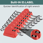 48PCS Magnetic Modular Wrench Organizer,Wrench Holders Organizers with Metric & SAE Label for Tool Drawer Storage -Red with Magnets